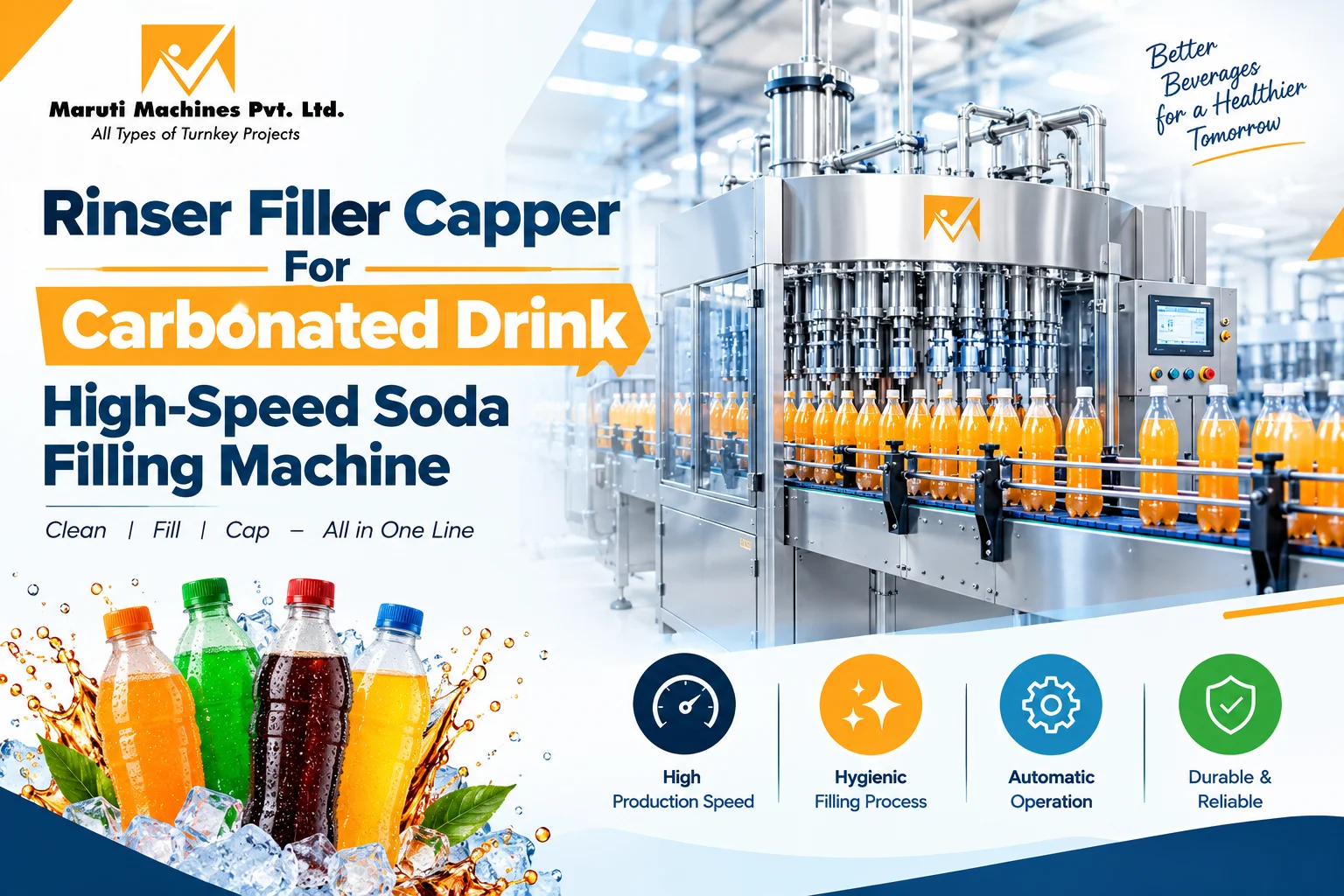  Rinser Filler Capper For Carbonated Drink | High-Speed Soda Filling Machine